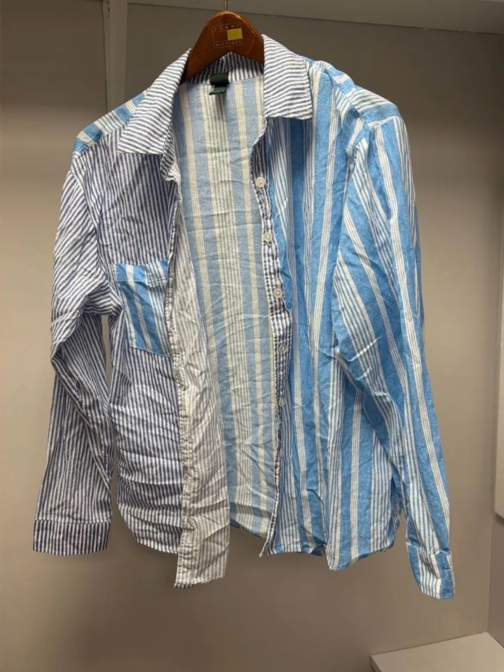Striped Blue & White Button-Up Shirt